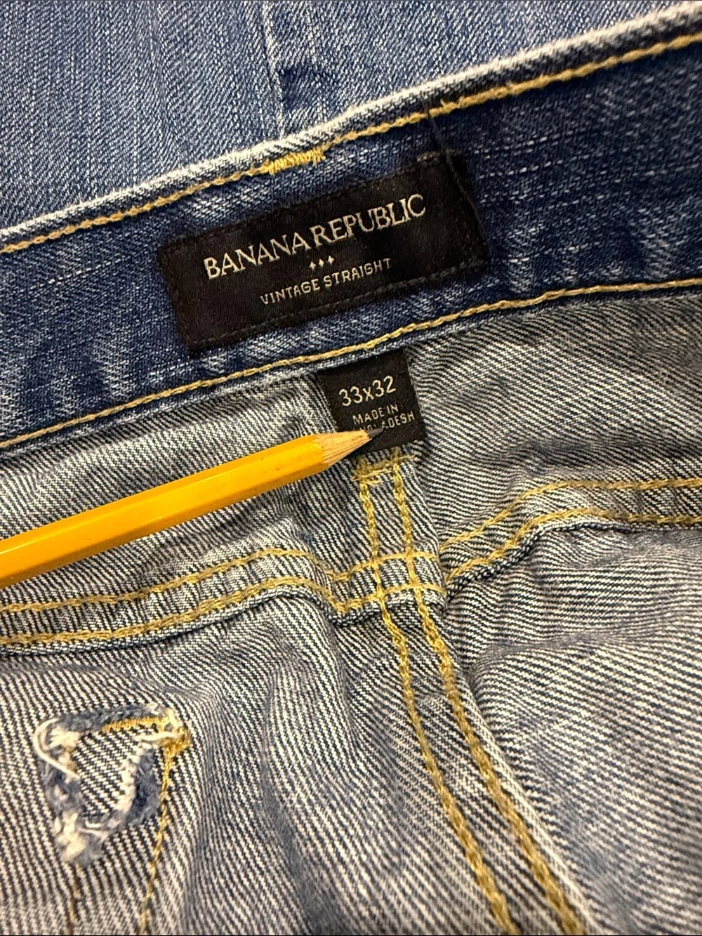 Men’s Banana Republic Vintage Straight Jeans 33 x 32 medium wash denim